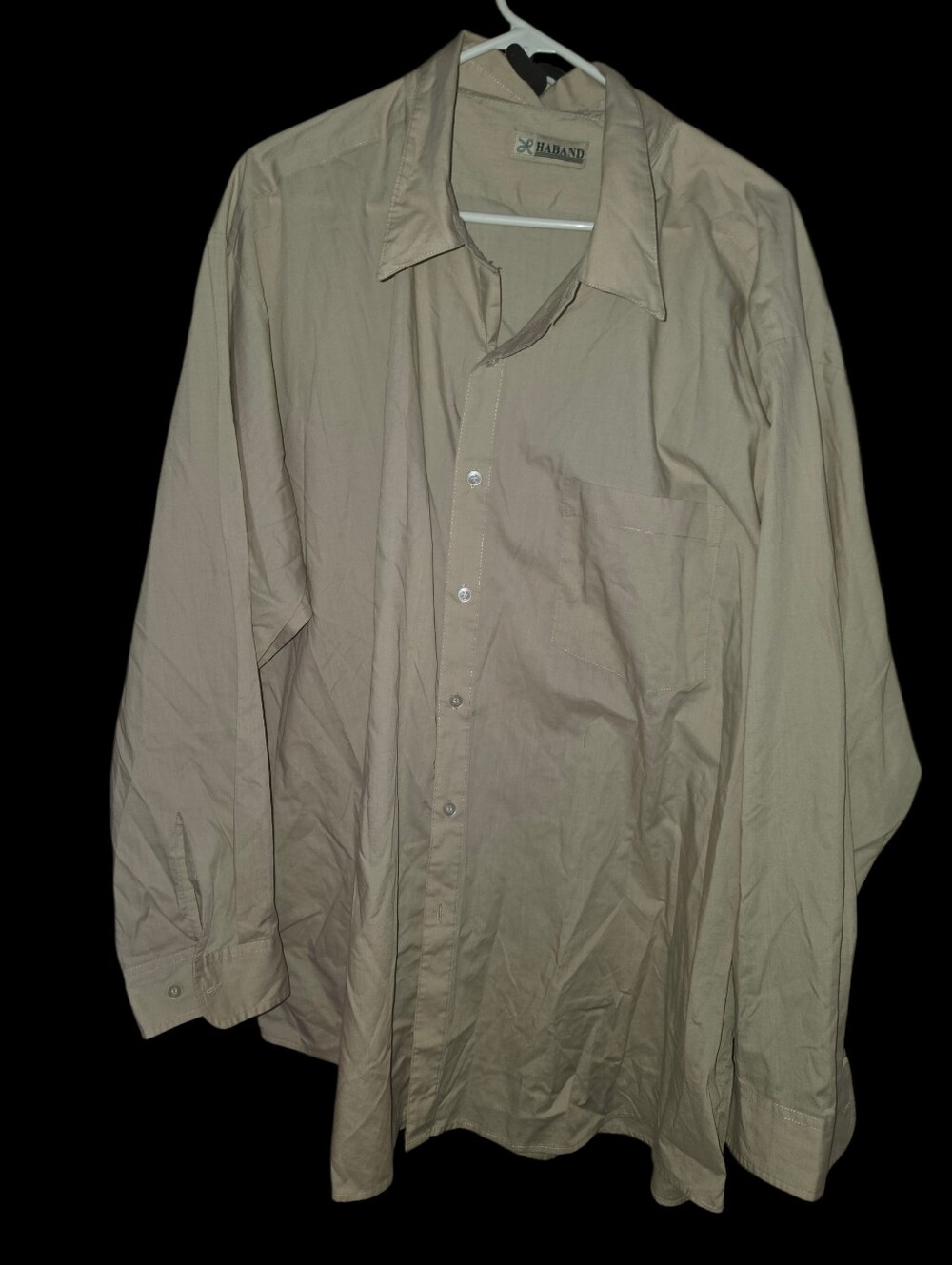 6/11/23. Haband Men's Long-Sleeve Button-Down Shirt - Beige